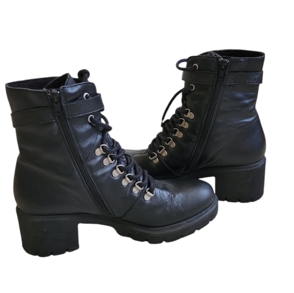BERTUCHI Leather Chunky Boots Black 9 1/2 - Picture 5 of 7